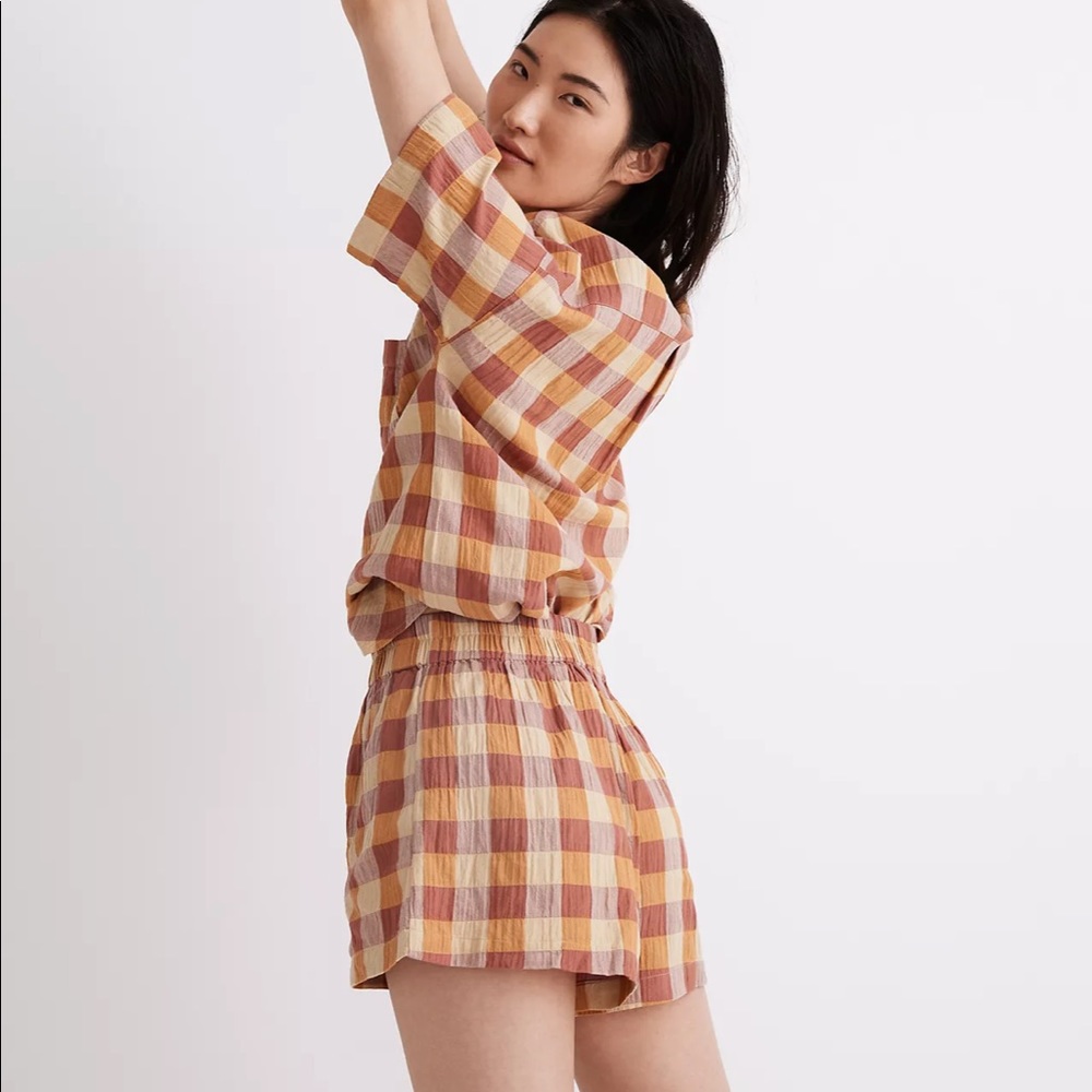 Madewell Pajama Gingham Check Shorts - Picture 2 of 10